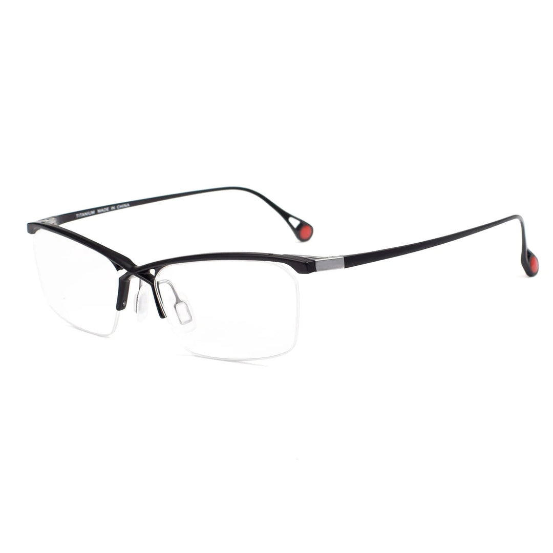 Muzz Mens Semi Rim Rectangle Titanium Eyeglasses 222 Semi Rim Muzz black  