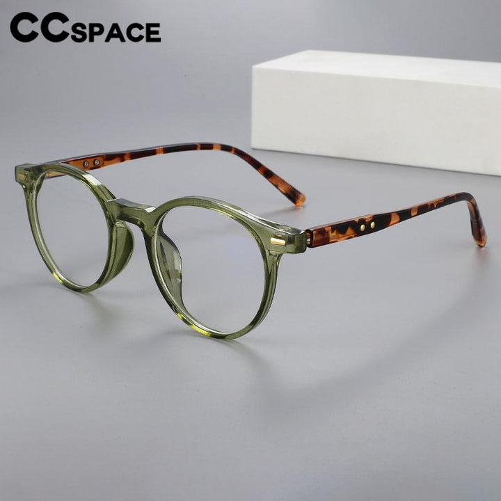 CCspace Unisex Full Rim Round Acetate Eyeglasses 56530 Full Rim CCspace