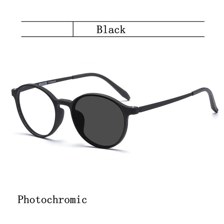 Kocolior Unisex Full Rim Round Plastic Reading Glasses A3050 Reading Glasses Kocolior Photochromic Black 0 