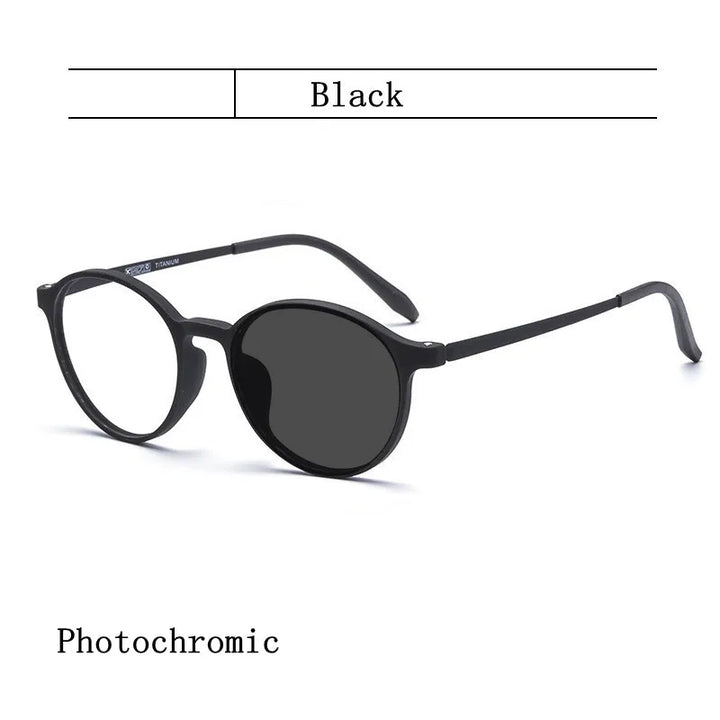 Kocolior Unisex Full Rim Round Plastic Reading Glasses A3050 Reading Glasses Kocolior Photochromic Black 0