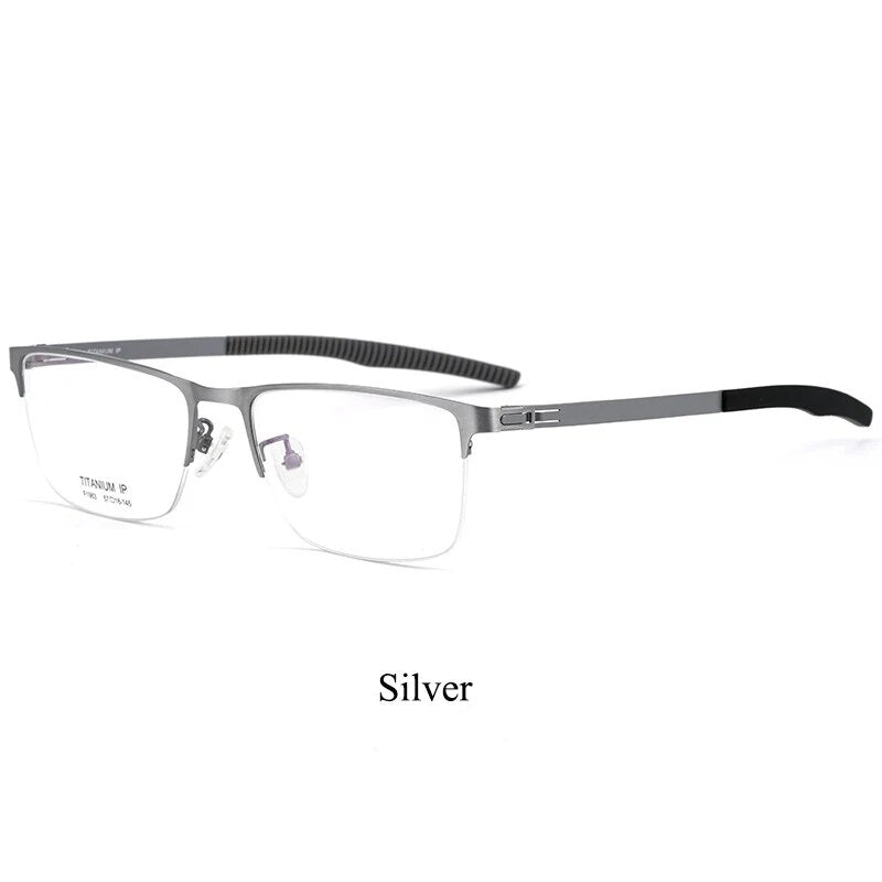 Bclear Unisex Semi Rim Square Titanium Eyeglasses Bsf1983 Semi Rim Bclear silver
