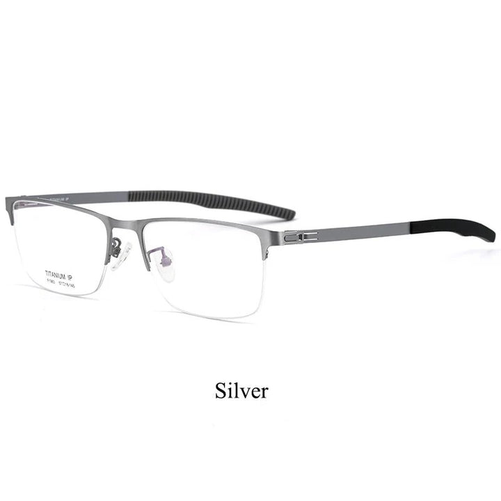 Bclear Unisex Semi Rim Square Titanium Eyeglasses Bsf1983 Semi Rim Bclear silver