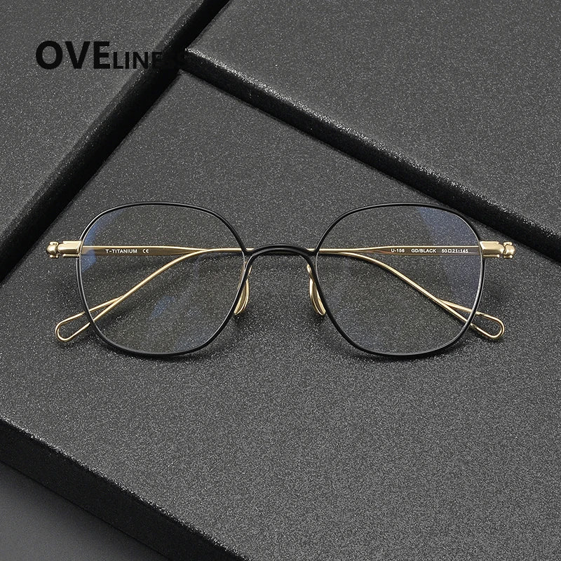 Oveliness Unisex Full Rim Polygon Round Titanium Eyeglasses 61156