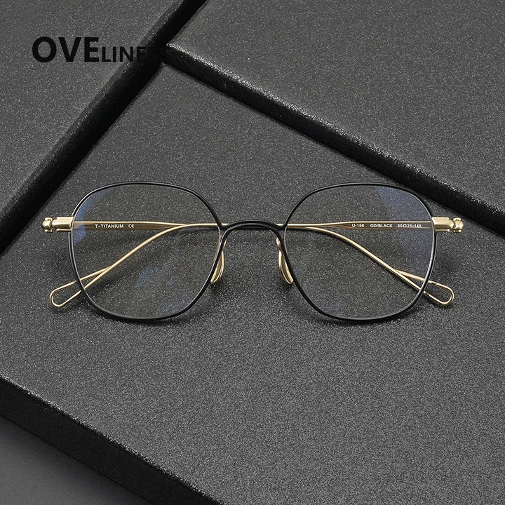 Oveliness Unisex Full Rim Polygon Round Titanium Eyeglasses 61156