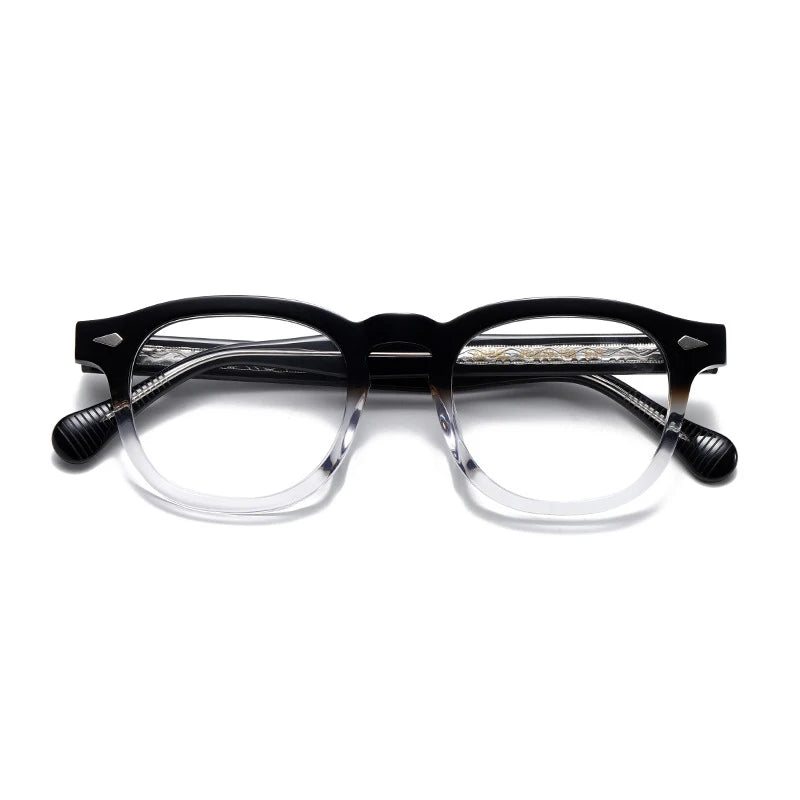 CCspace Unisex Full Rim Square Acetate Eyeglasses 57314 Full Rim CCspace BlackClear
