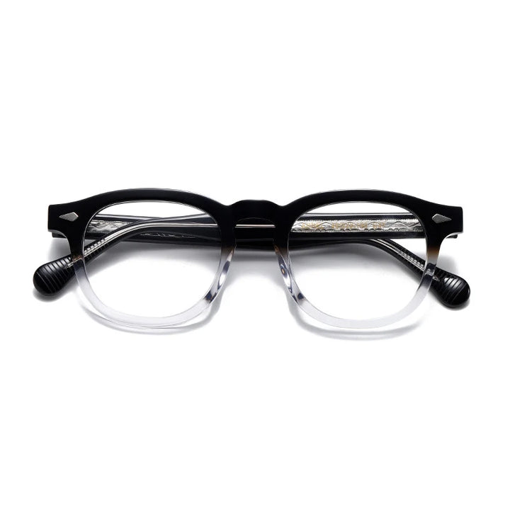 CCspace Unisex Full Rim Square Acetate Eyeglasses 57314 Full Rim CCspace BlackClear