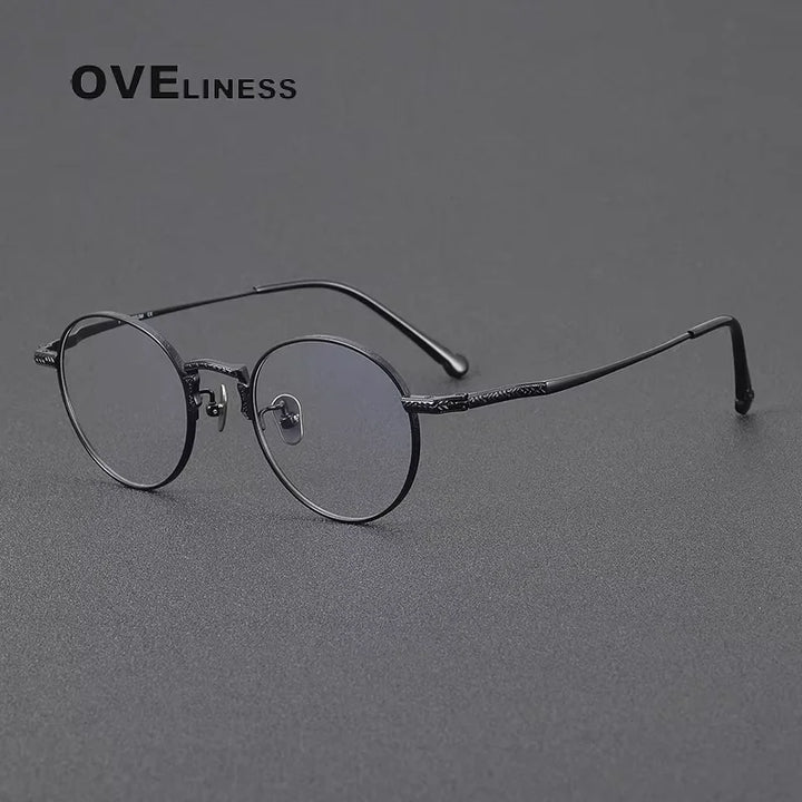 Oveliness Women's Full Rim Round Acetate Titanium Eyeglasses 841042