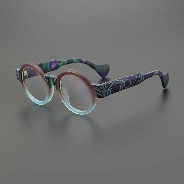 Nobler Unisex Full Rim Large Round Frosted Acetate Eyeglasses 19271 Full Rim Nobler C3