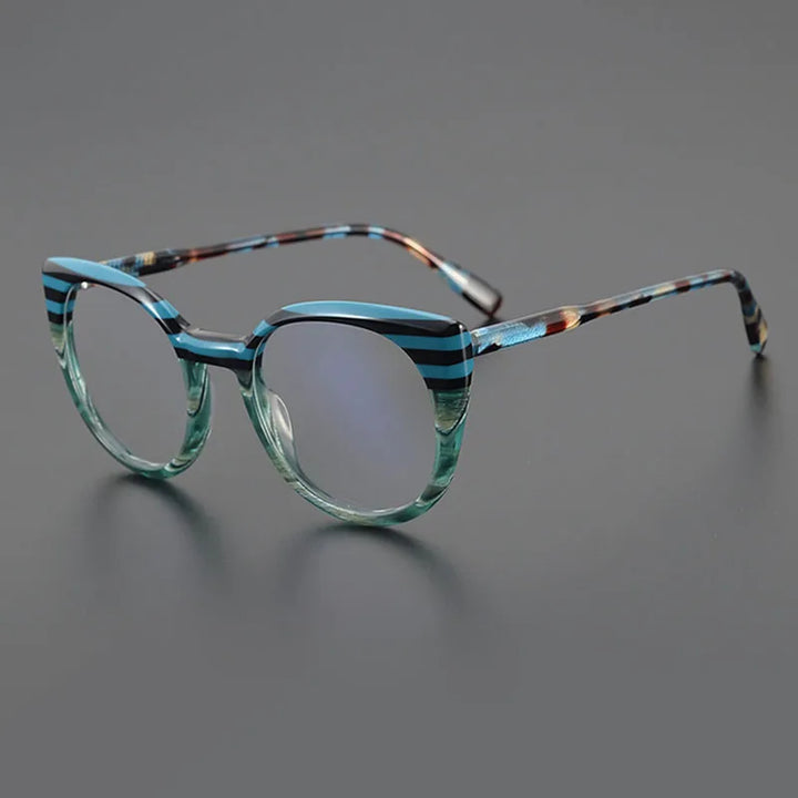 Nobler Unisex Full Rim Round Cat Eye Acetate Eyeglasses T028 Full Rim Nobler C3