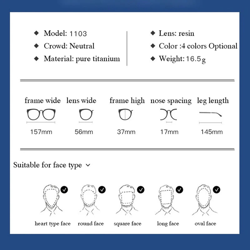 Handoer Unisex Semi Rim Big Size Square Titanium Eyeglasses 11039