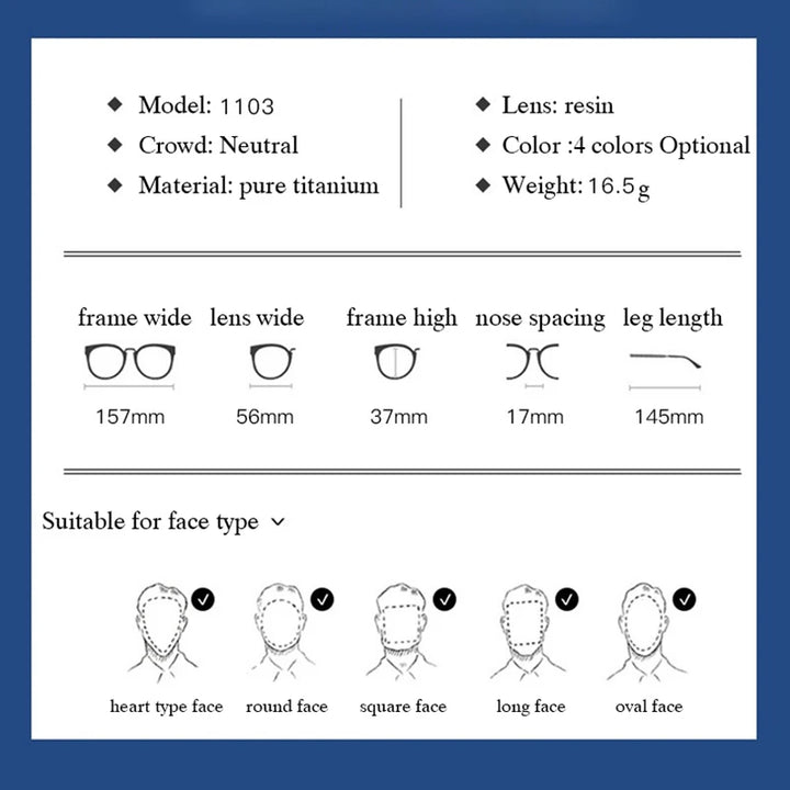 Handoer Unisex Semi Rim Big Size Square Titanium Eyeglasses 11039