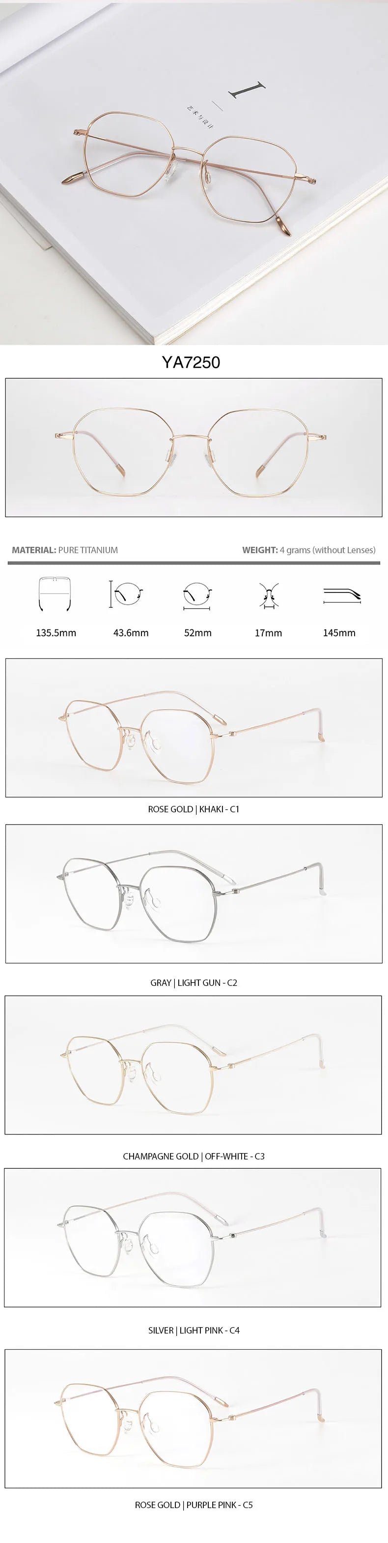 Chashma Ottica Women's Full Rim Polygon Screwless Titanium Eyeglasses 7250 Full Rim Chashma Ottica