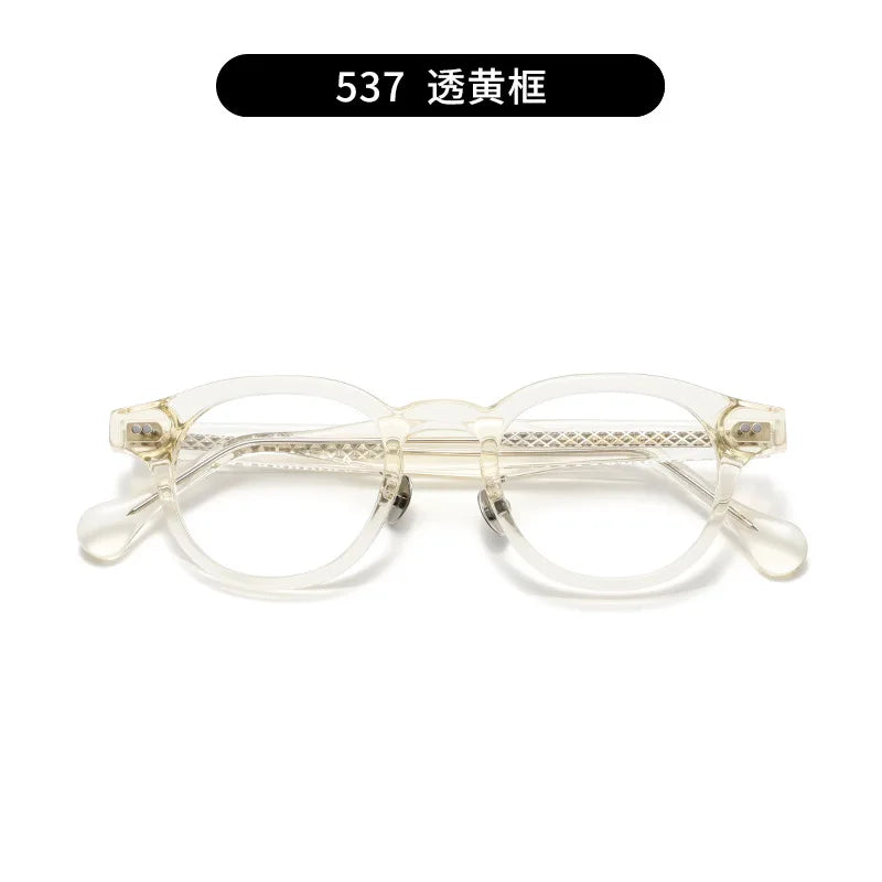 Nobler Unisex Full Rim Round Thick Acetate Temple Eyeglasses 74537 Full Rim Nobler C7