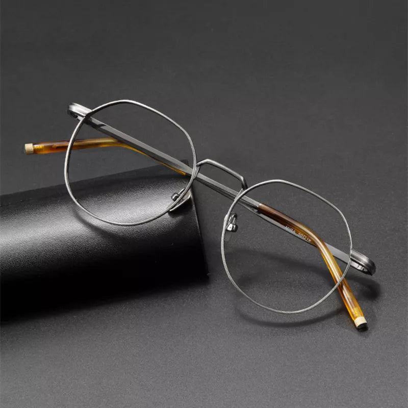 Black Mask Unisex Full Rim Round Titanium Eyeglasses M137 Full Rim Black Mask