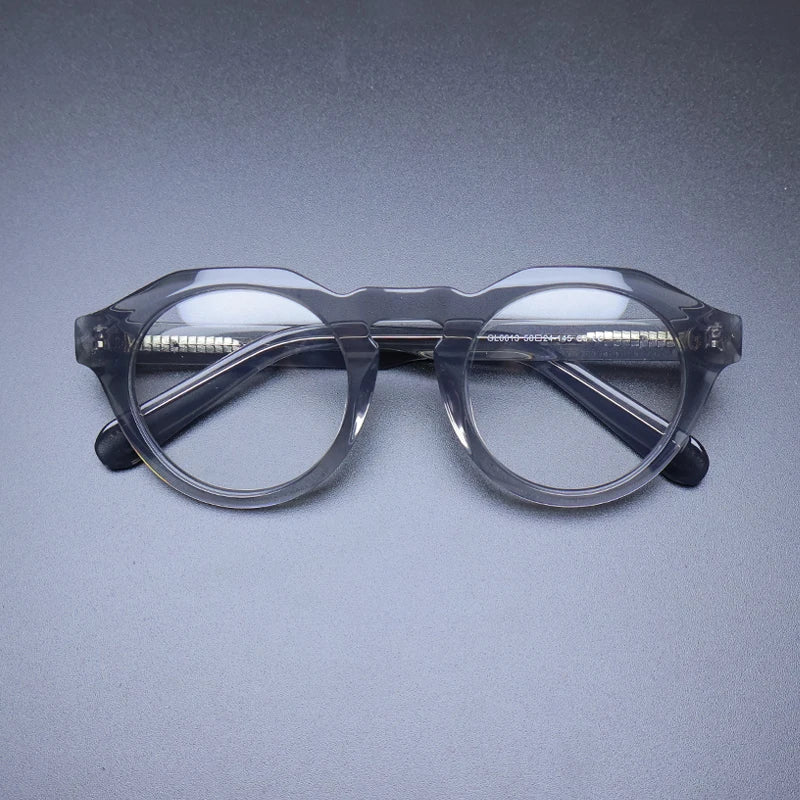 Gatenac Unisex Big Full Rim Round Acetate Eyeglasses Gxyj1197 Full Rim Gatenac Gray