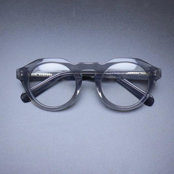 Gatenac Unisex Big Full Rim Round Acetate Eyeglasses Gxyj1197 Full Rim Gatenac Gray