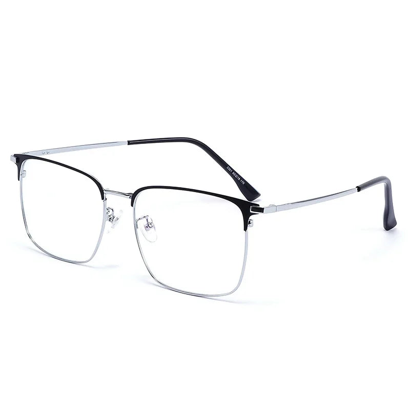 Hdcrafter Men's Full Rim Large Square Titanium 160mm Eyeglasses 3301 Full Rim Hdcrafter Eyeglasses silver  