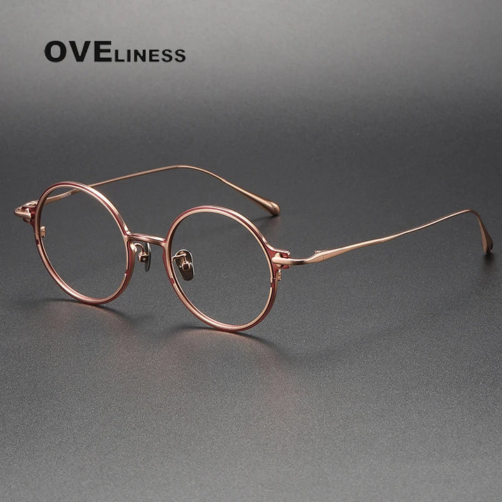 Oveliness Unisex Full Rim Round Titanium Eyeglasses 4920 Full Rim Oveliness red rose gold
