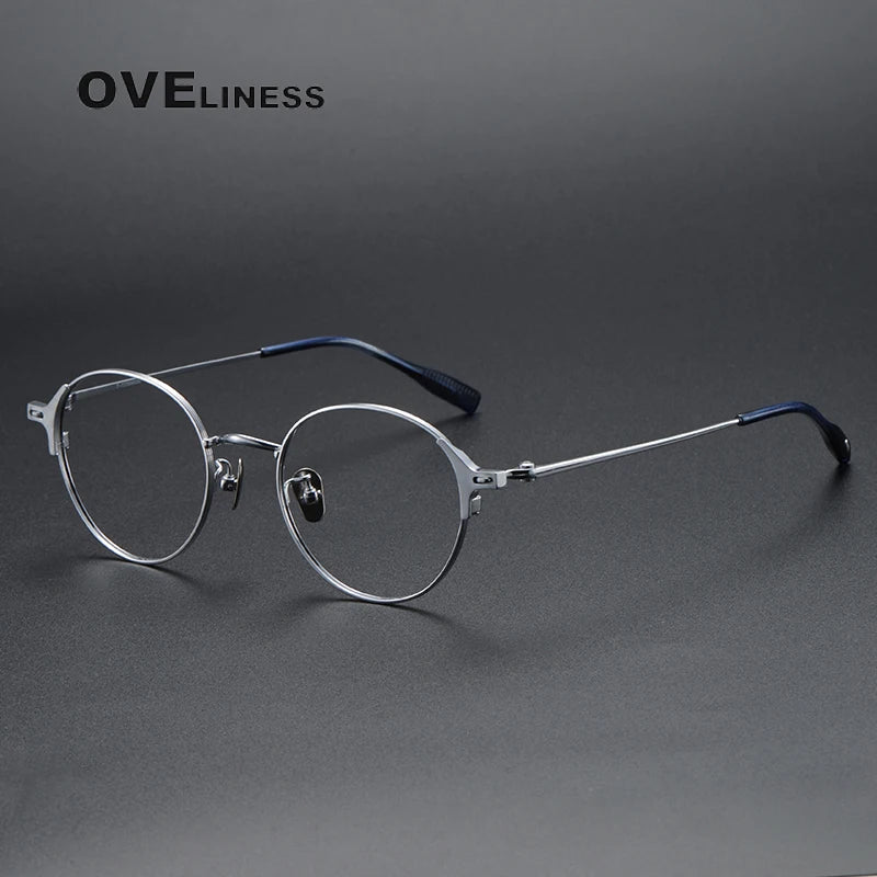 Oveliness Unisex Full Rim Round Titanium Eyeglasses 8111 Full Rim Oveliness silver  