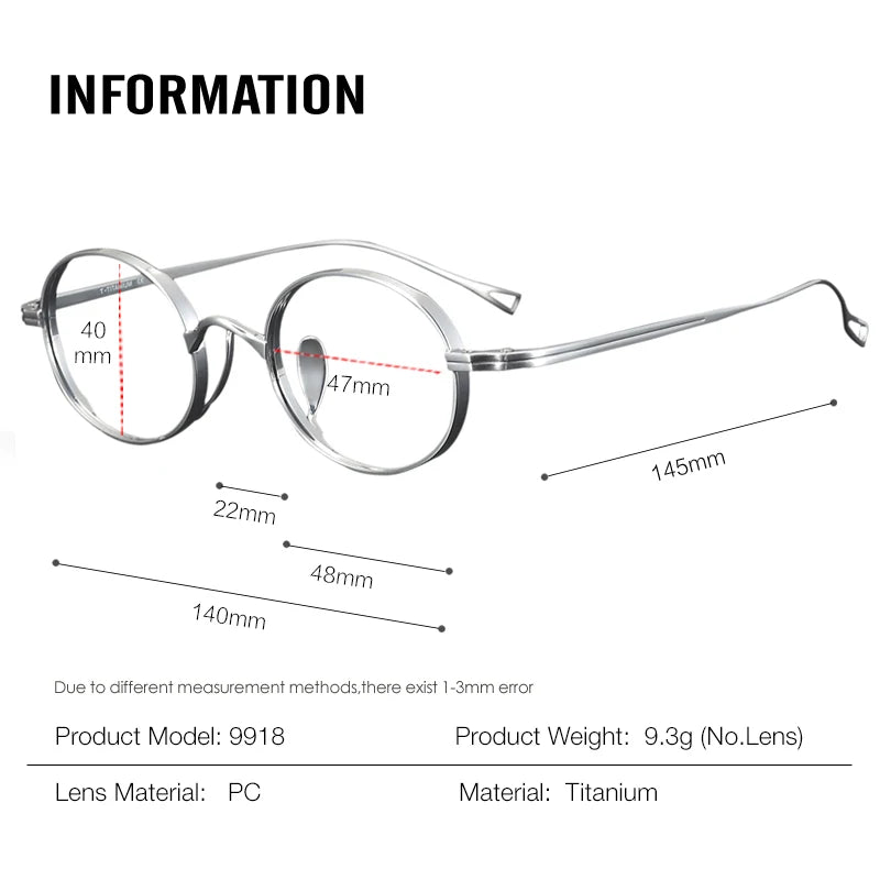 Muzz Men's Full Rim Oval Round Titanium Eyeglasses 566801