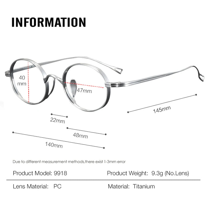 Muzz Men's Full Rim Oval Round Titanium Eyeglasses 566801