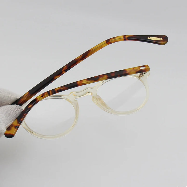 Yujo Unisex Full Rim Round Acetate Eyeglasses 1005 Full Rim Yujo