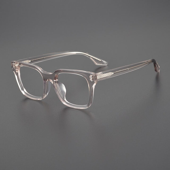 Gatenac Unisex Full Rim Square Acetate Eyeglasses Gxyj1104 Full Rim Gatenac Transparent Pink