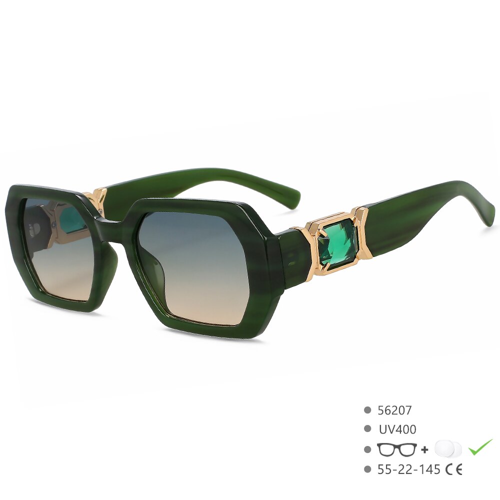 CCspace Women's Full Rim Oversized Square Resin UV400 Sunglasses 56207 Sunglasses CCspace Sunglasses Green