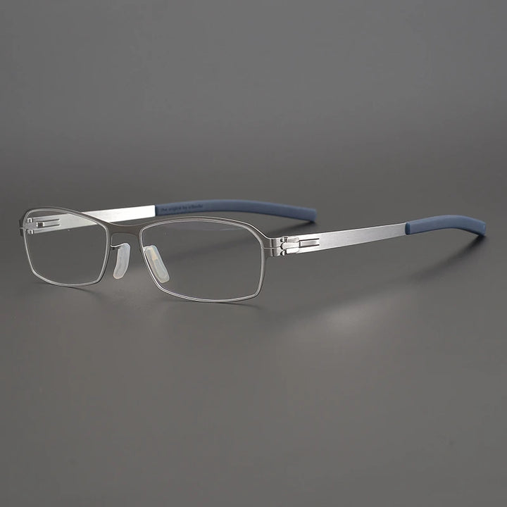Black Mask Unisex Semi Rim Square Screwless Steel Eyeglasses 49006 Semi Rim Black Mask Silver