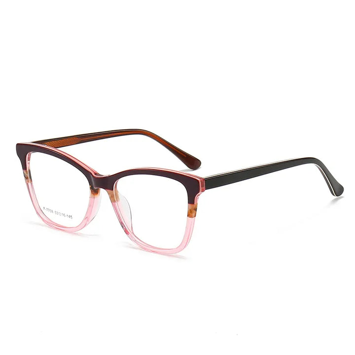 CCspace Unisex Full Rim Square Acetate Eyeglasses 56941 Full Rim CCspace C4TeaPink