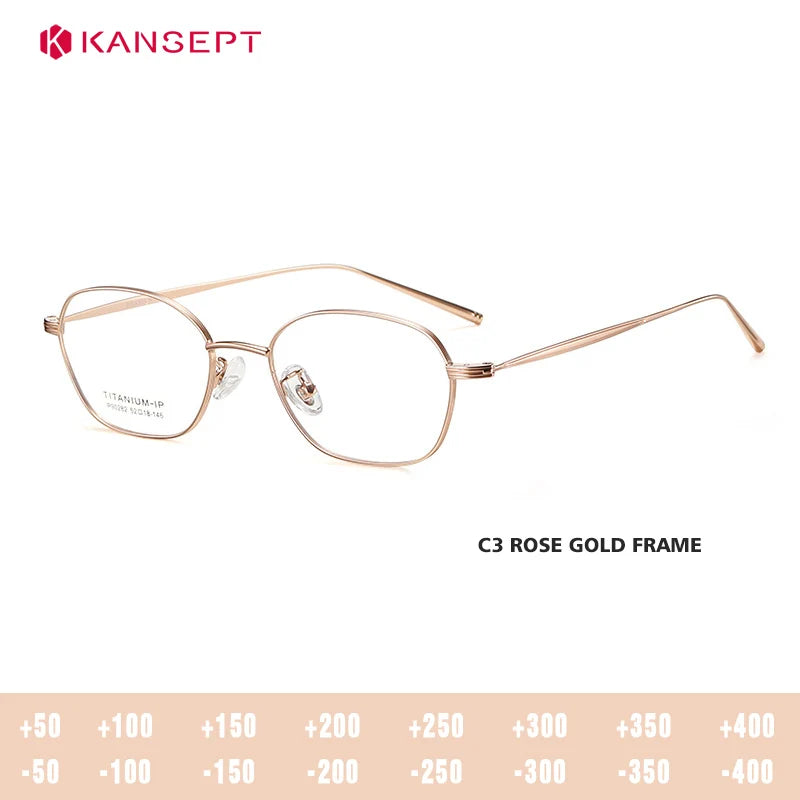 Kansept Women's Full Rim Polygon Titanium Reading Glasses 90282