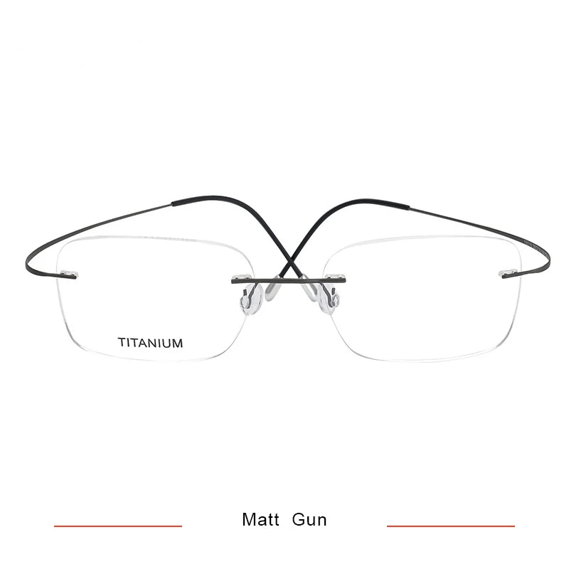 Brightzone Unisex Rimless Square Screwless Titanium Eyeglasses 71616 Rimless Brightzone Matt Gun
