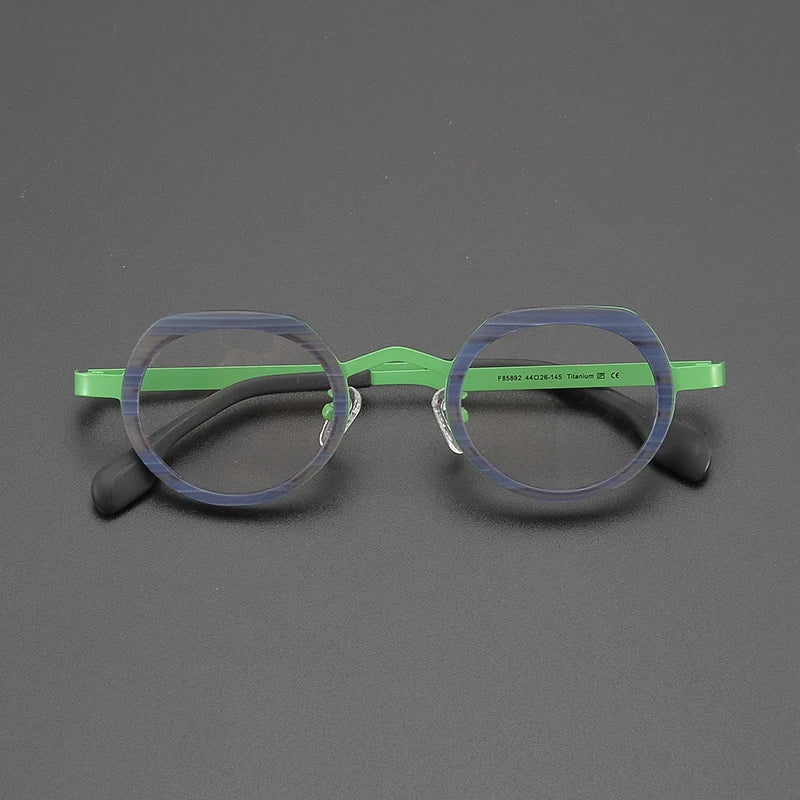 Nobler Women's Full Rim Flat Top Round Titanium Acetate Eyeglasses 185892 Full Rim Nobler C5