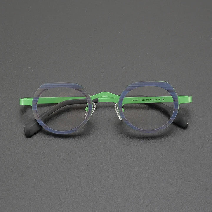 Nobler Women's Full Rim Flat Top Round Titanium Acetate Eyeglasses 185892 Full Rim Nobler C5