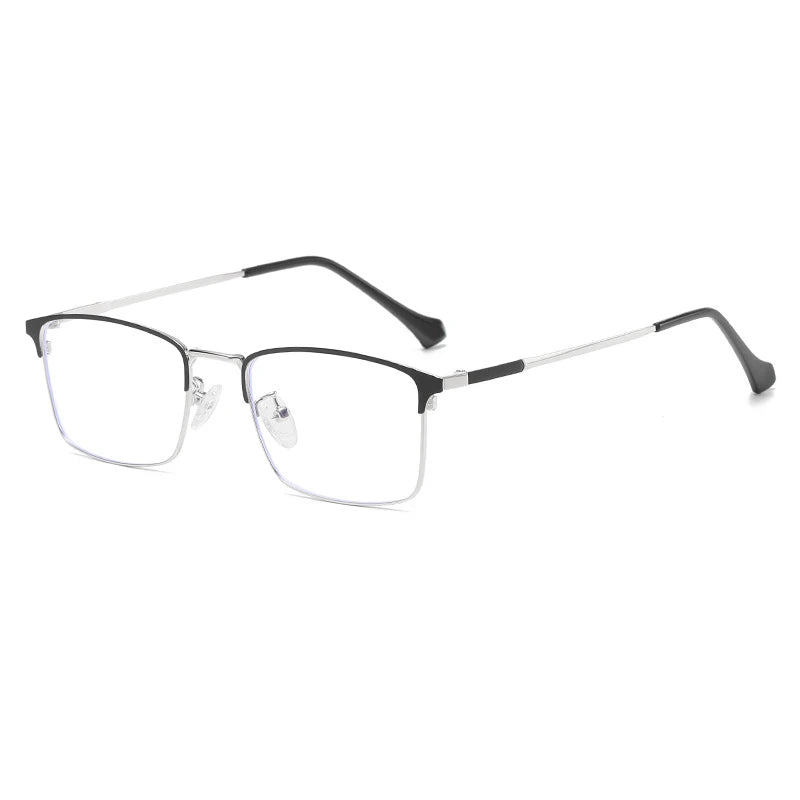 Cubojue Men's Full Rim Square Titanium Reading Glasses 101979 Reading Glasses Cubojue 101932 black silver 0 