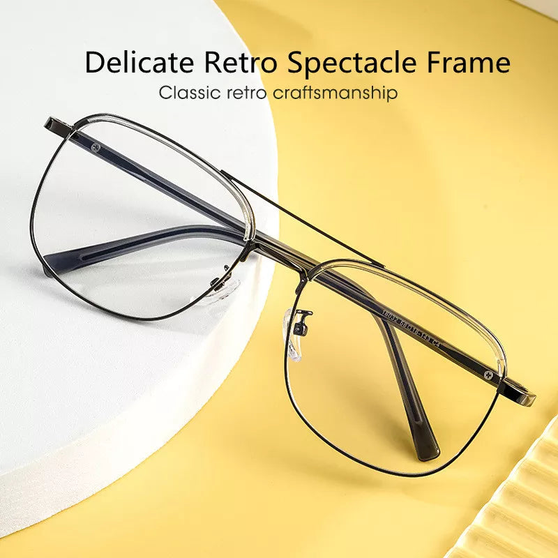 Kocolior Unisex Full Rim Square Double Bridge Alloy Reading Glasses 18032 Reading Glasses Kocolior