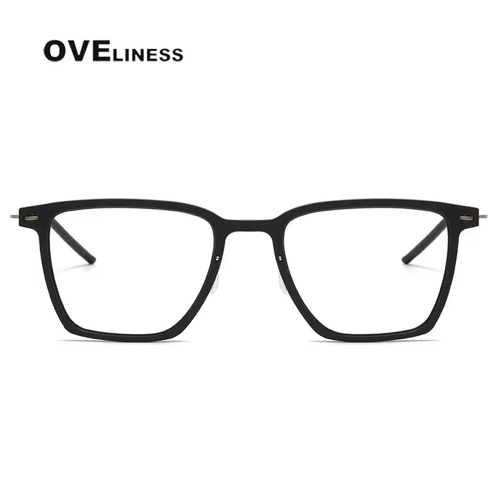 Oveliness Women's Full Rim Square Acetate Titanium Eyeglasses 16554