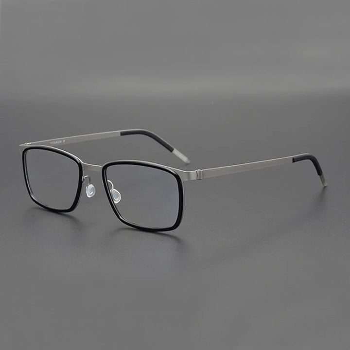 Black Mask Unisex Full Rim Rectangle Titanium Acetate Eyeglasses 9711 Full Rim Black Mask Black-Silver