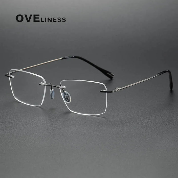 Oveliness Unisex Rimless Square Titanium Eyeglasses 80965 Rimless Oveliness gun  