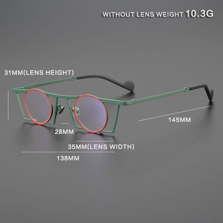 Gatenac Unisex Full Rim Square Round Titanium Eyeglasses Gxyj1035 Full Rim Gatenac