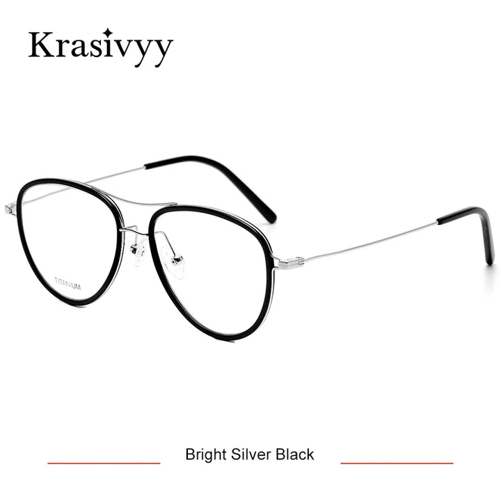 Krasivyy Women's Full Rim Oval Double Bridge Titanium Eyeglasses 316043