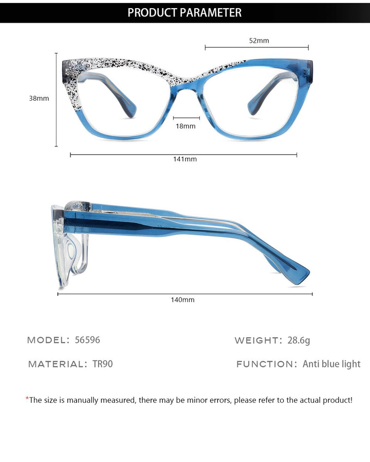 CCspace Unisex Full Rim Square Cat Eye Tr 90 Titanium Eyeglasses 56596 Full Rim CCspace