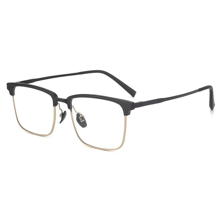 KatKani Unisex Full Rim Square Titanium Eyeglasses Nc7004 Full Rim KatKani Eyeglasses Black Gold  
