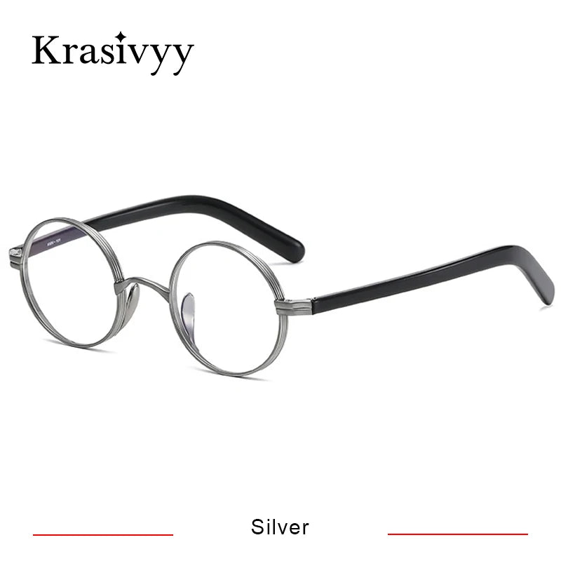 Krasivyy Women's Full Rim Round Titanium Acetate Eyeglasses 66101