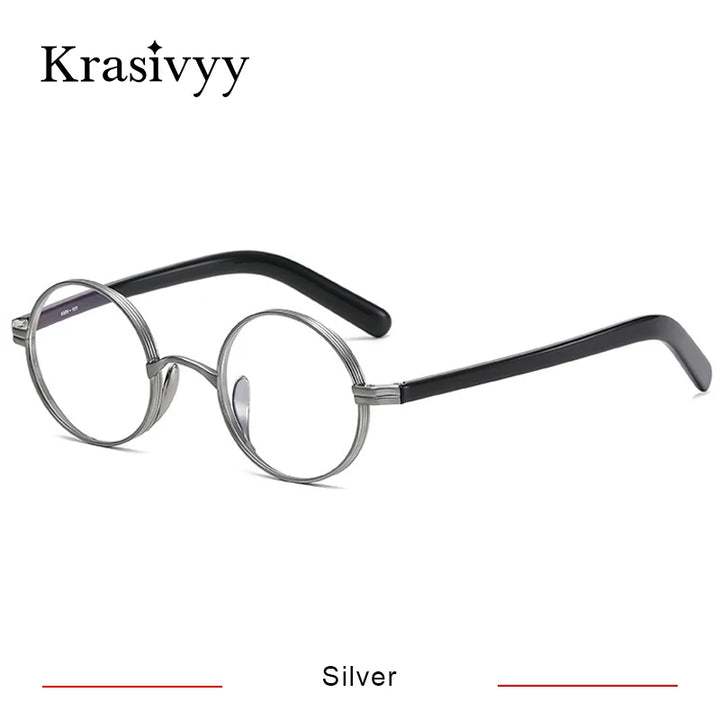 Krasivyy Women's Full Rim Round Titanium Acetate Eyeglasses 66101