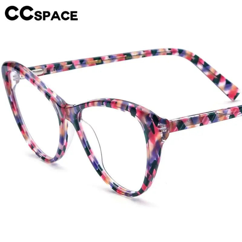 CCspace Unisex Full Rim Cat Eye Acetate Eyeglasses 56917 Full Rim CCspace