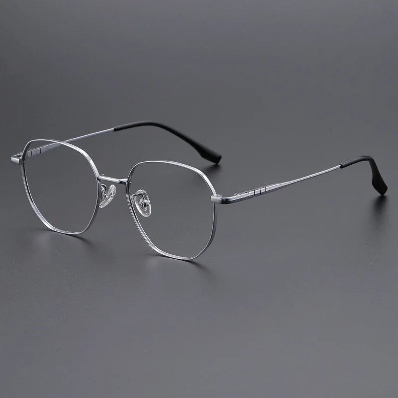 Momoja Unisex Full Rim Flat Top Polygon Titanium Eyeglasses 71280