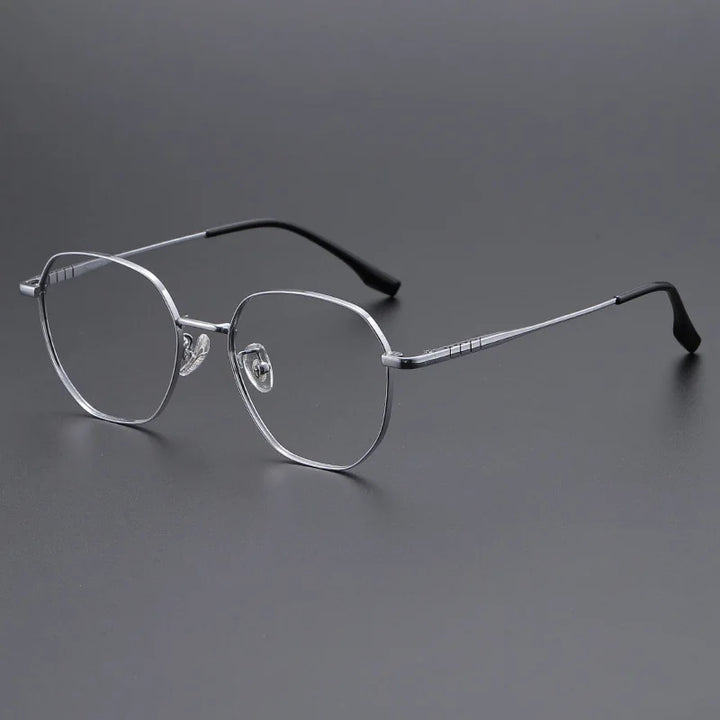 Momoja Unisex Full Rim Flat Top Polygon Titanium Eyeglasses 71280