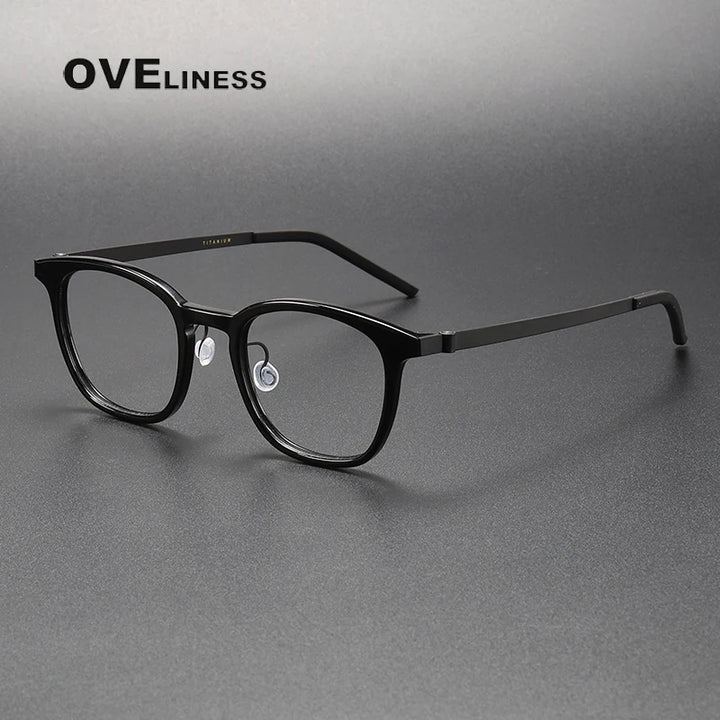 Oveliness Unisex Full Rim Square Titanium Screwless Eyeglasses 1051 Full Rim Oveliness black