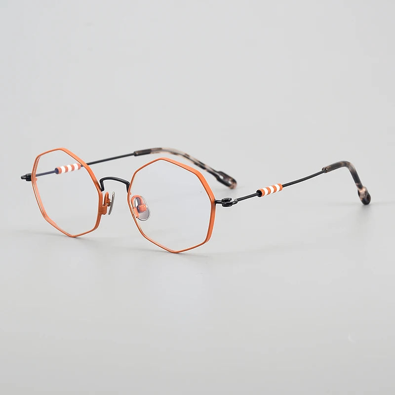 Muzz Women's Full Rim Polygon Round Titanium Eyeglasses 30213 Full Rim Muzz C2